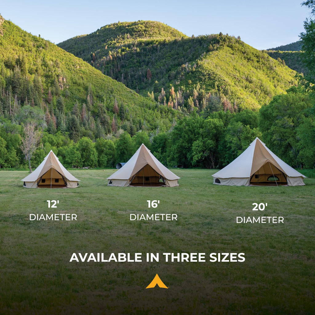 Teton Sports Sierra 16 Canvas Bell Tent; Waterproof 12 Person Family Camping Tent, Brown