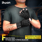 Ihuan Ventilated Weight Lifting Gym Workout Gloves With Wrist Wrap Support For Men & Women, Full Palm Protection, For Weightlift