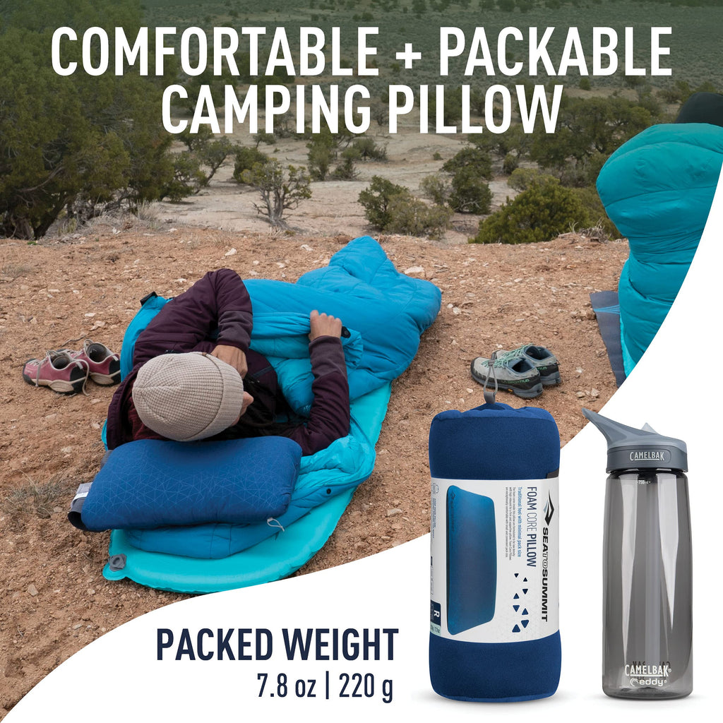 Sea To Summit Foamcore Camping And Travel Pillow, Regular (13.4 X 9.4), Navy Blue