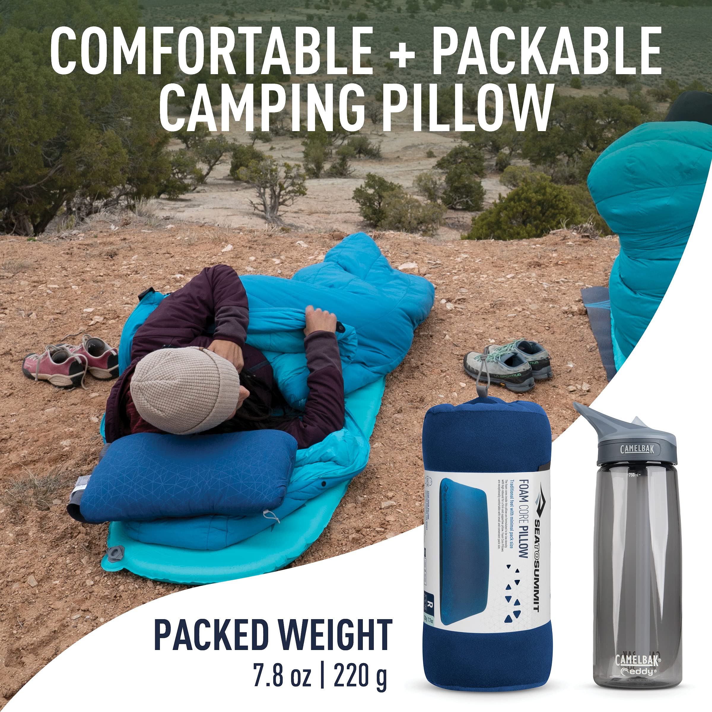 Sea To Summit Foamcore Camping And Travel Pillow, Regular (13.4 X 9.4), Navy Blue