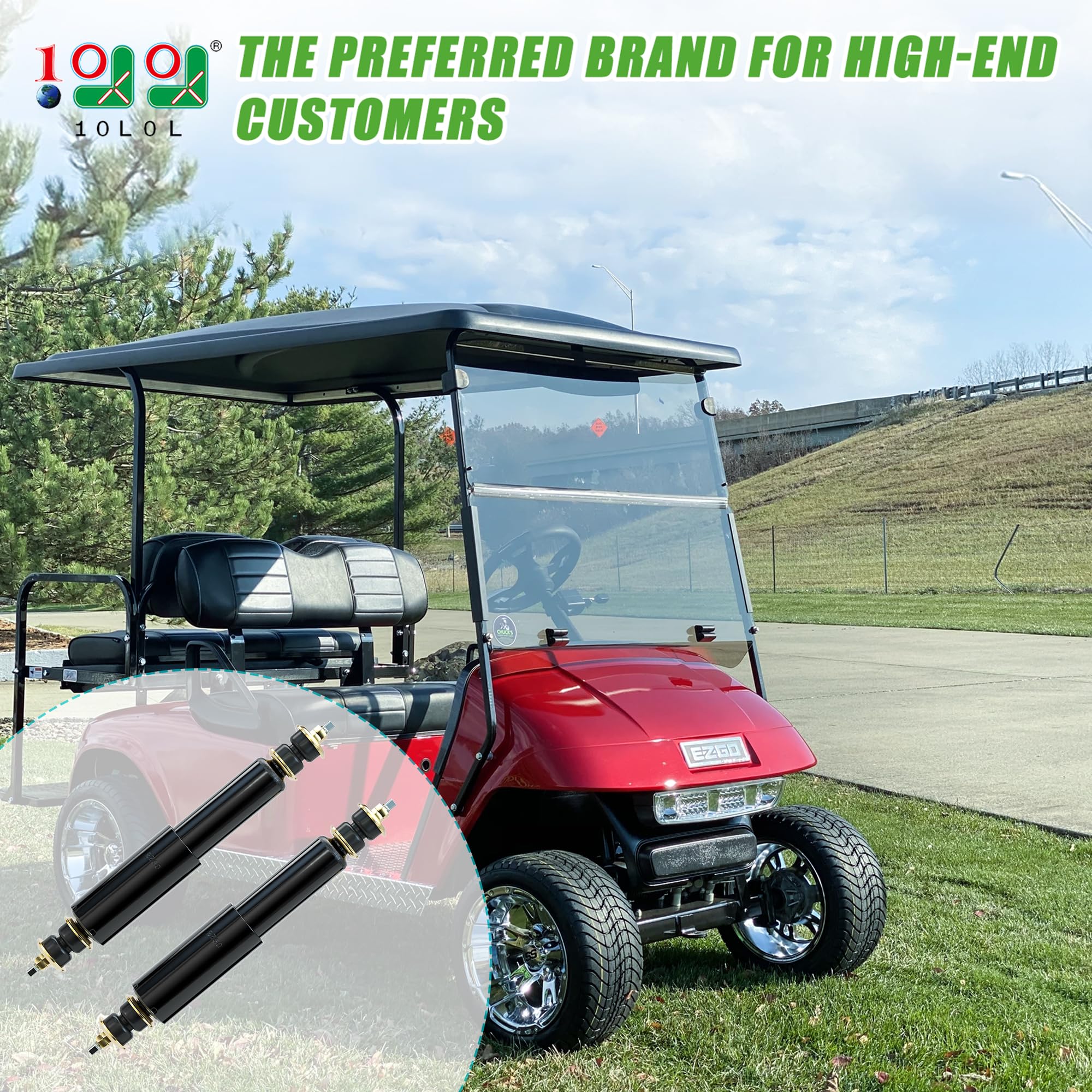 10L0L Golf Cart Front And Rear Shock Absorbers For Ezgo Txt Golf Carts 1994+ - Set Of 2