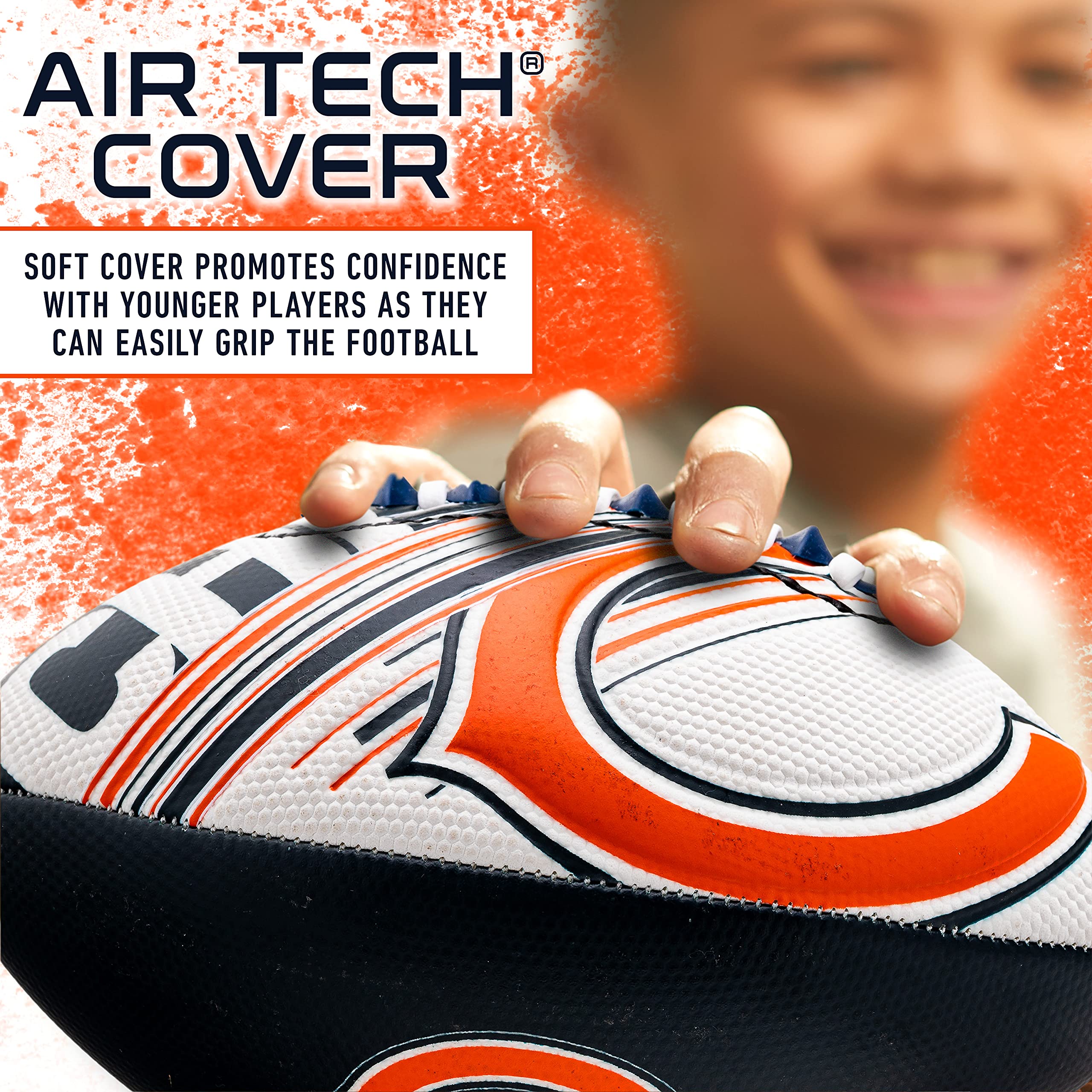 Franklin Sports Nfl Chicago Bears Football - Youth Mini Football - 8.5'' Junior Size Ball - Spacelace Easy Grip Texture- Perfect
