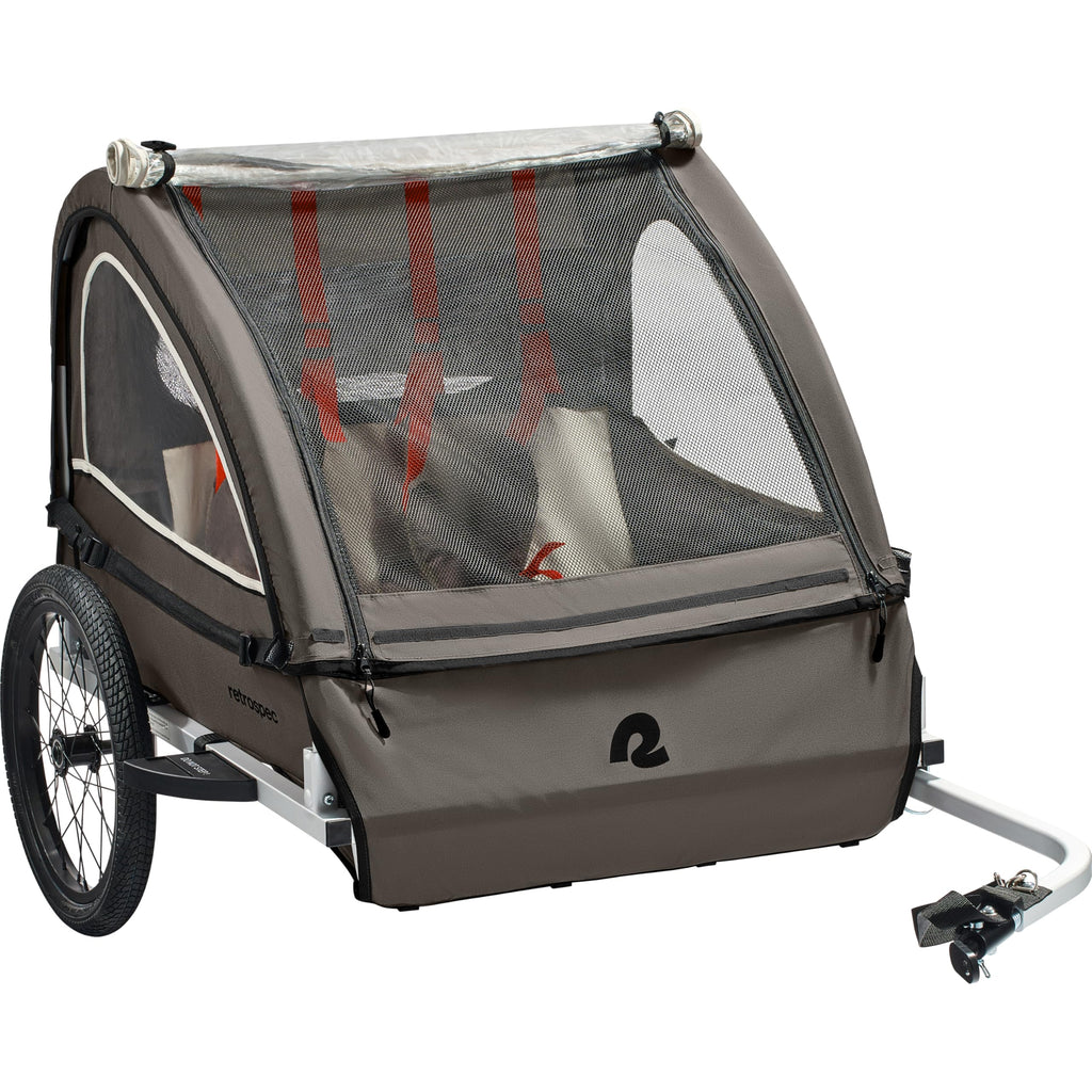 Retrospec Rover Plus Bike Trailer for Kids - Foldable Single/Double Passenger Design with 5-Point Safety Harness, Weather-Resist
