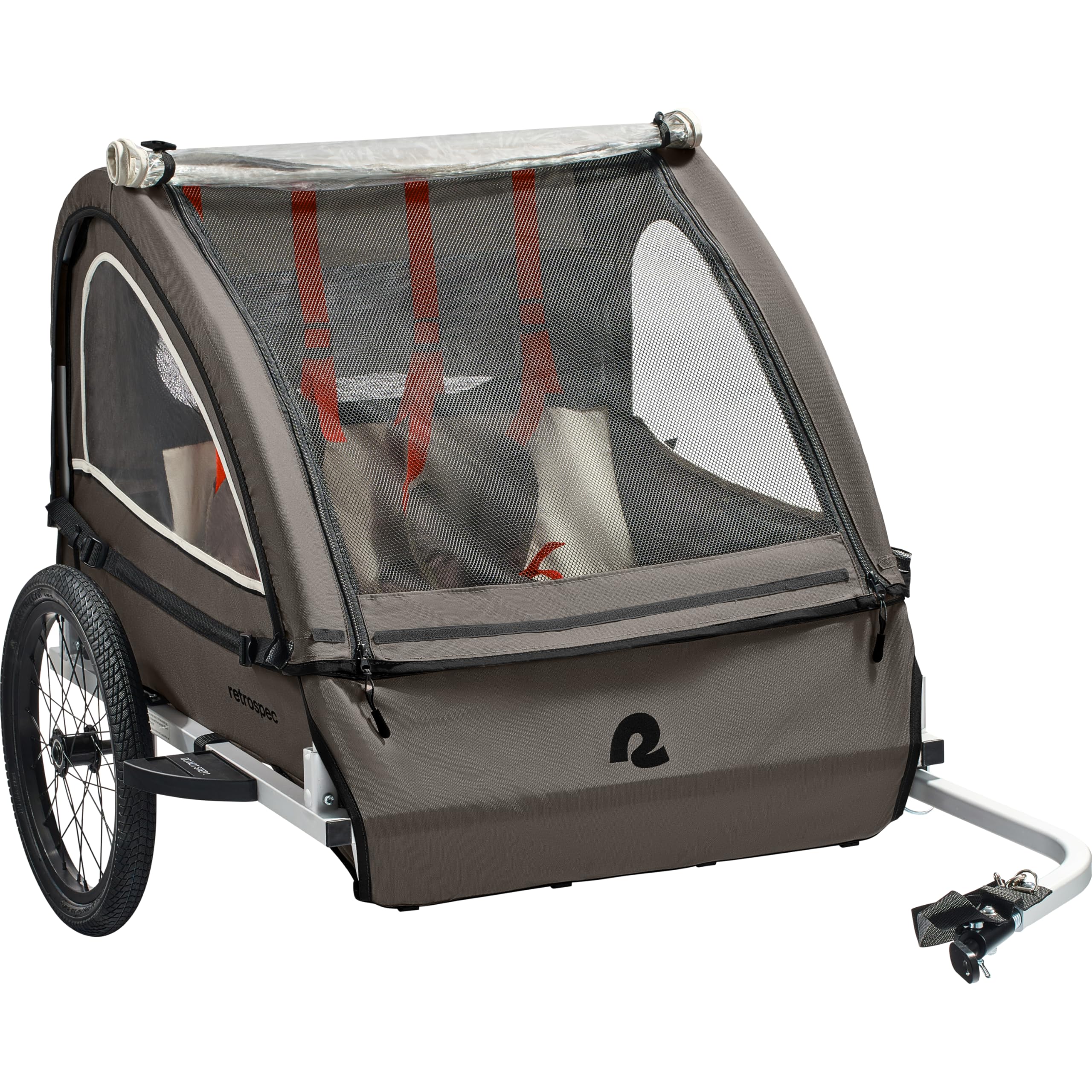 Retrospec Rover Plus Bike Trailer for Kids - Foldable Single/Double Passenger Design with 5-Point Safety Harness, Weather-Resist