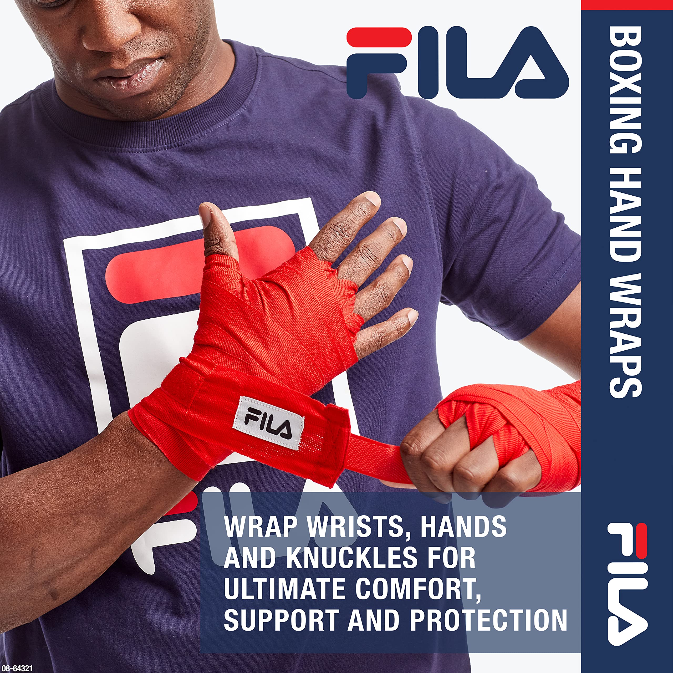 Fila Accessories Boxing Handwraps - Great Hand Support Inside Gloves - 180'' Long Wrap With Hook And Loop Closure - Ideal For Bo
