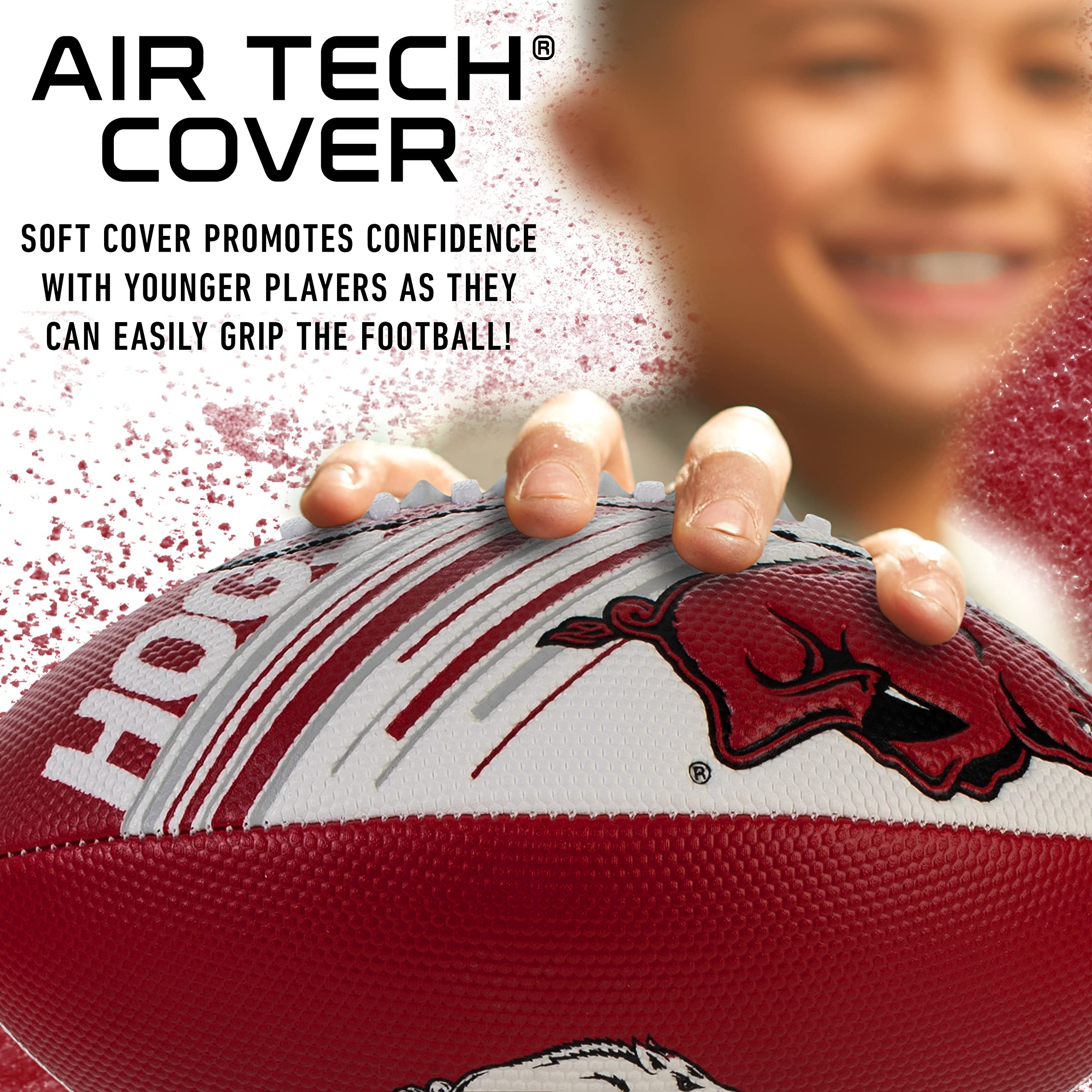 Franklin Sports Arkansas Razorbacks Foam Football - Youth Mini Football For Kids - 8.5'' Junior Soft Foam Ball - Spacelace Easy