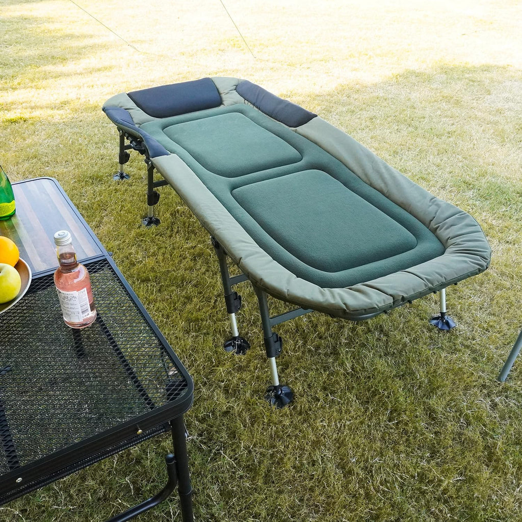 Yougym Xxl Camping Cots For Adults 330Lbs With Carry Bag, Heavy Duty Folding Bed With Soft Padded Cushion, Portable Military Cot