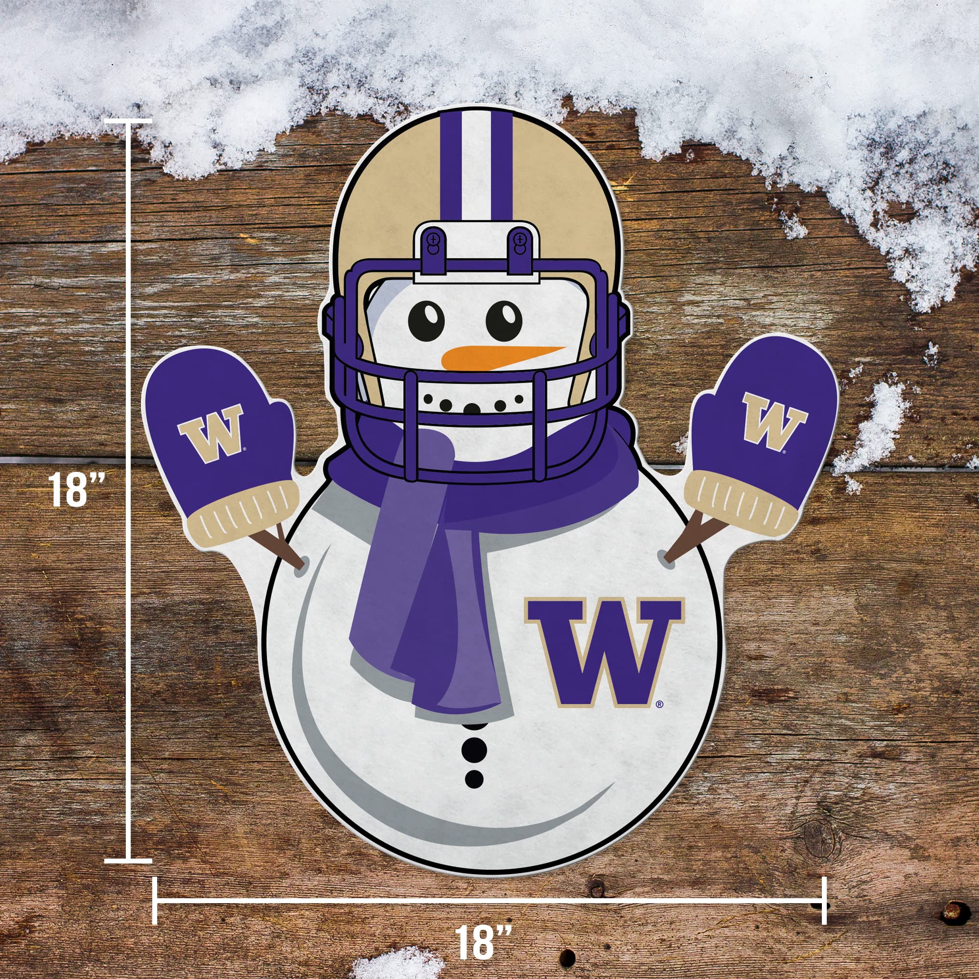 Rico Industries Ncaa Washington Huskies Snowman Shape Cut Pennant - Home And Living Room D  Cor - Soft Felt Ez To Hang, 18X0.10X