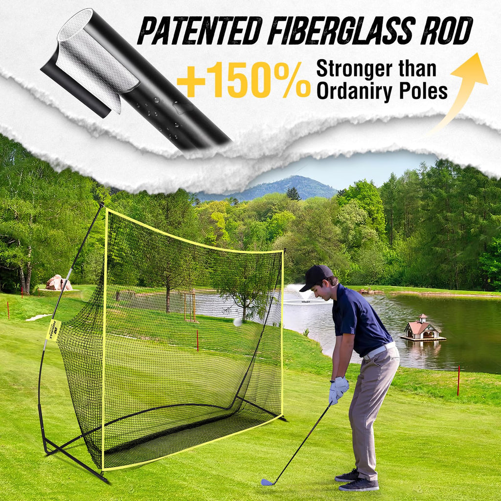 Podiumax 10X7Ft Golf Hitting Net  Driving Range For Backyard & Indoor  Also Suitable For Soccer, Baseball, Softball Practice Wit