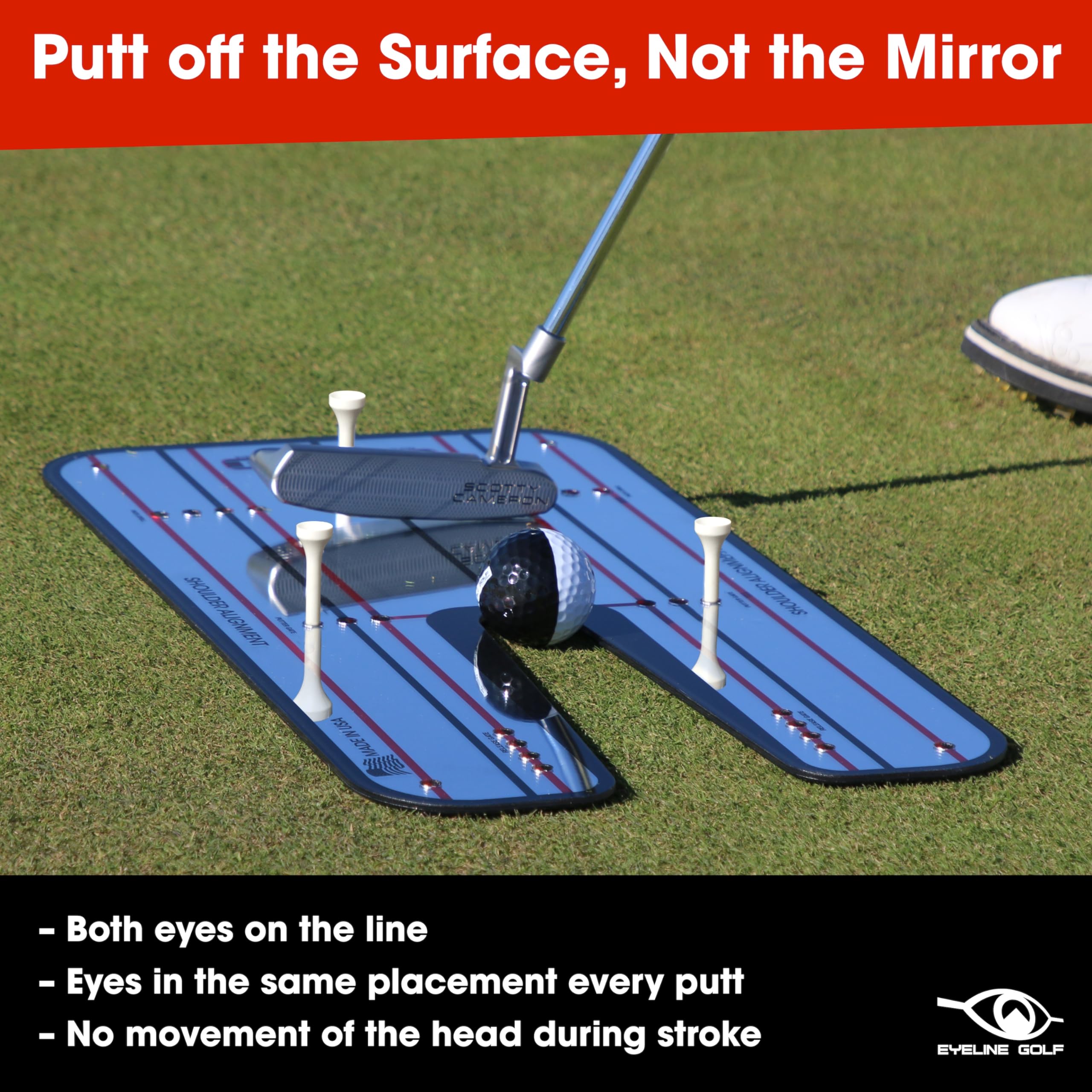 Eyeline Golf Patented Classic Putting Mirror Training Aid - Portable Putting Trainer For Games Drills. Mirror Size 9.25 X 17.5 I