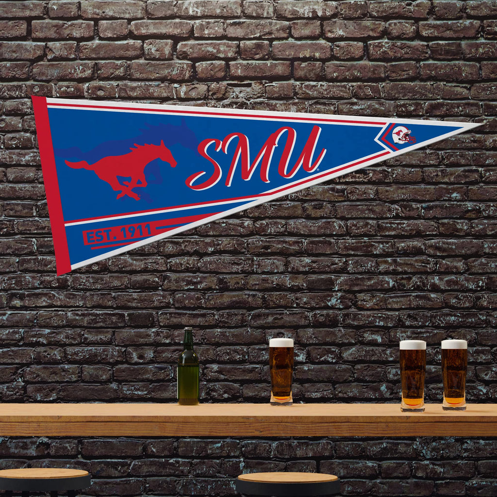 Rico Industries Ncaa Southern Methodist Mustangs Classic 12'' X 30'' Felt Wall D  Cor Pennant - Great For Home/Bed Room/Man Cave