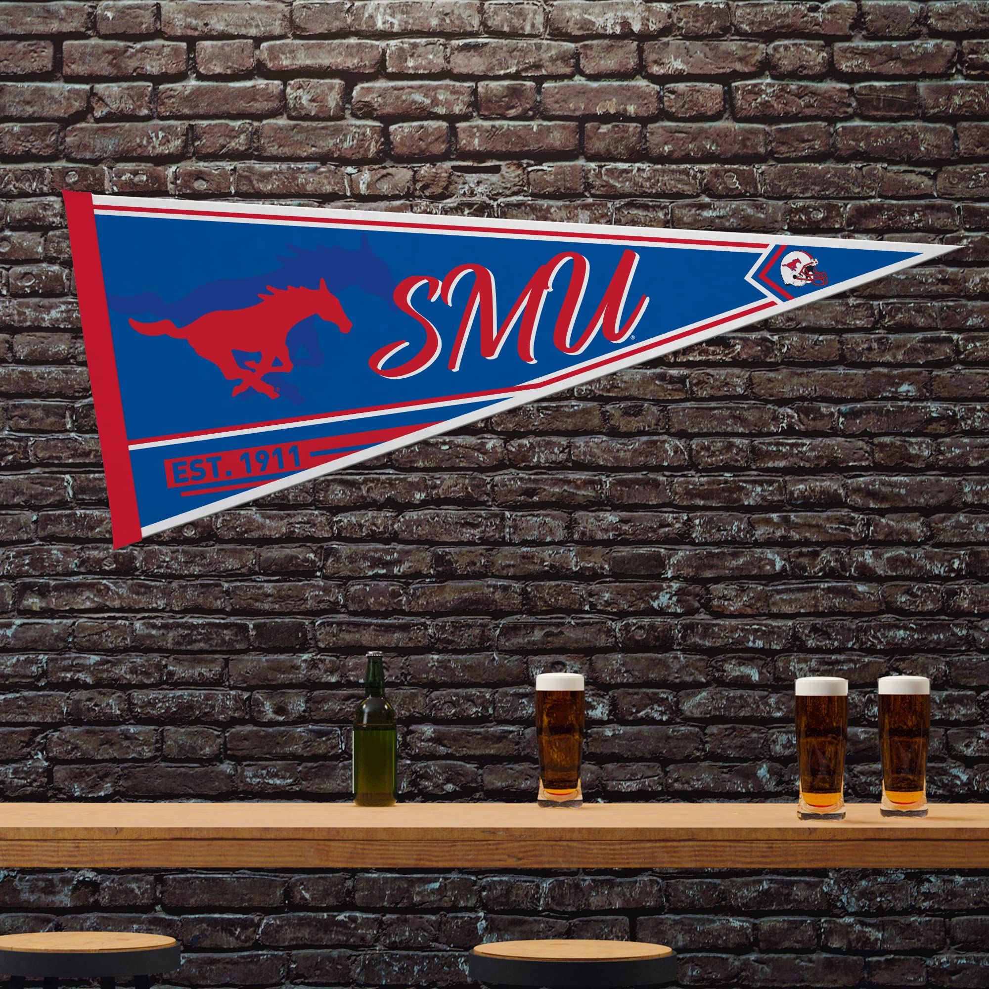 Rico Industries Ncaa Southern Methodist Mustangs Classic 12'' X 30'' Felt Wall D  Cor Pennant - Great For Home/Bed Room/Man Cave