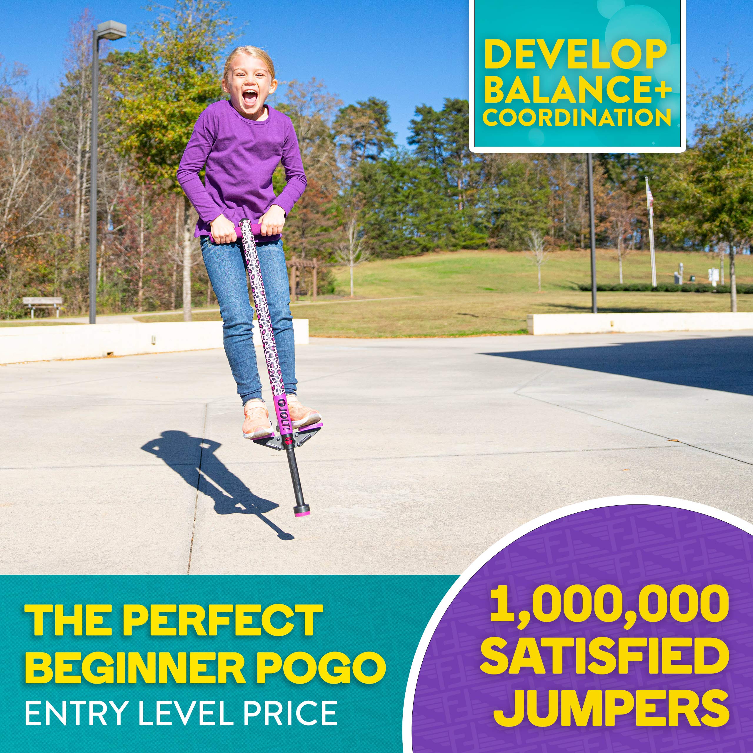 Flybar Pogo Stick For Kids, 40 To 80 Pounds, Perfect For Beginners, Easy Grip Foam Handles, Anti-Slip Foot Pegs, Outdoor Toys Fo