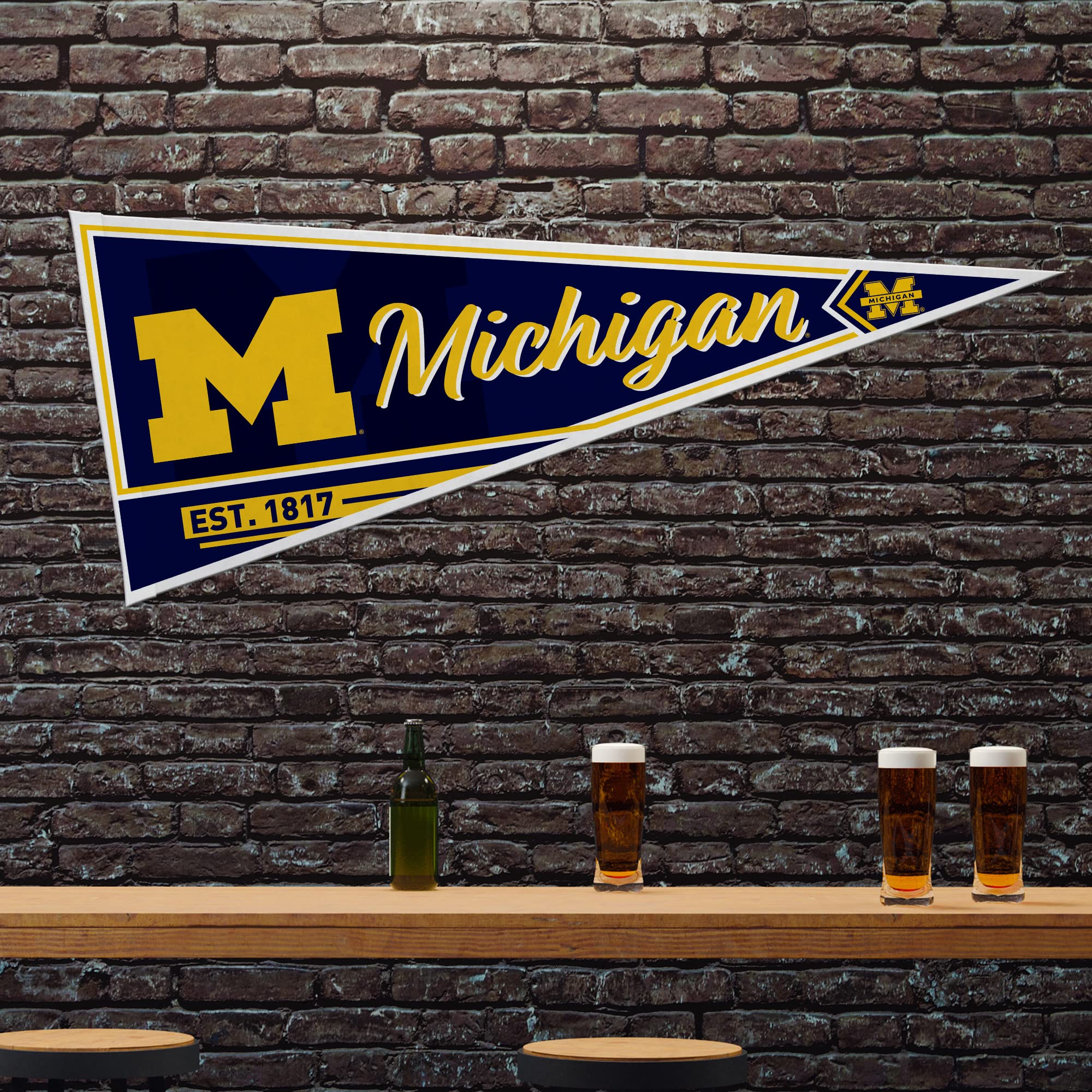 Rico Industries Ncaa Michigan Wolverines Classic 12'' X 30'' Felt Wall D  Cor Pennant - Great For Home/Bed Room/Man Cave D  Cor