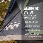 Coleman 8-Person Skydome Dark Room Tent With Rainfly, 5 Minute Setup, Blocks 90% Of Sunlight, 20% More Headroom Than Traditional