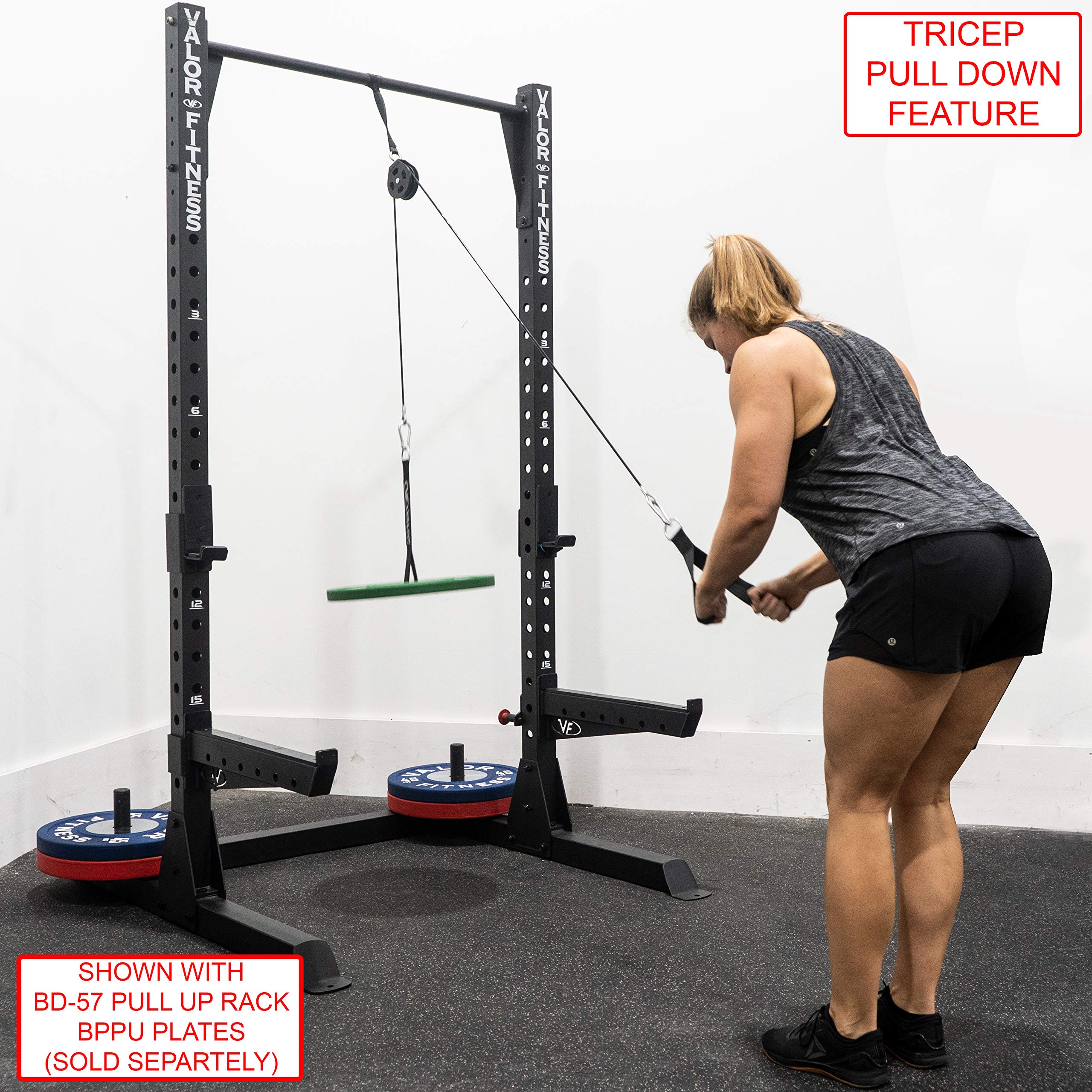 Valor Fitness Py-1 Portable Lat Pull Down Machine, Bundle Option Includes Tricep Rope, V Tricep Bar And Triangle Chest Pull Cabl