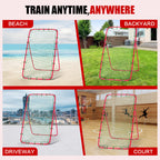 7x4 Ft Volleyball Rebounder Net, 5-Angle Adjustable Rebounder Net with 2 Target Stripes & Portable Travel Bag, 10-MIN Setup Boun