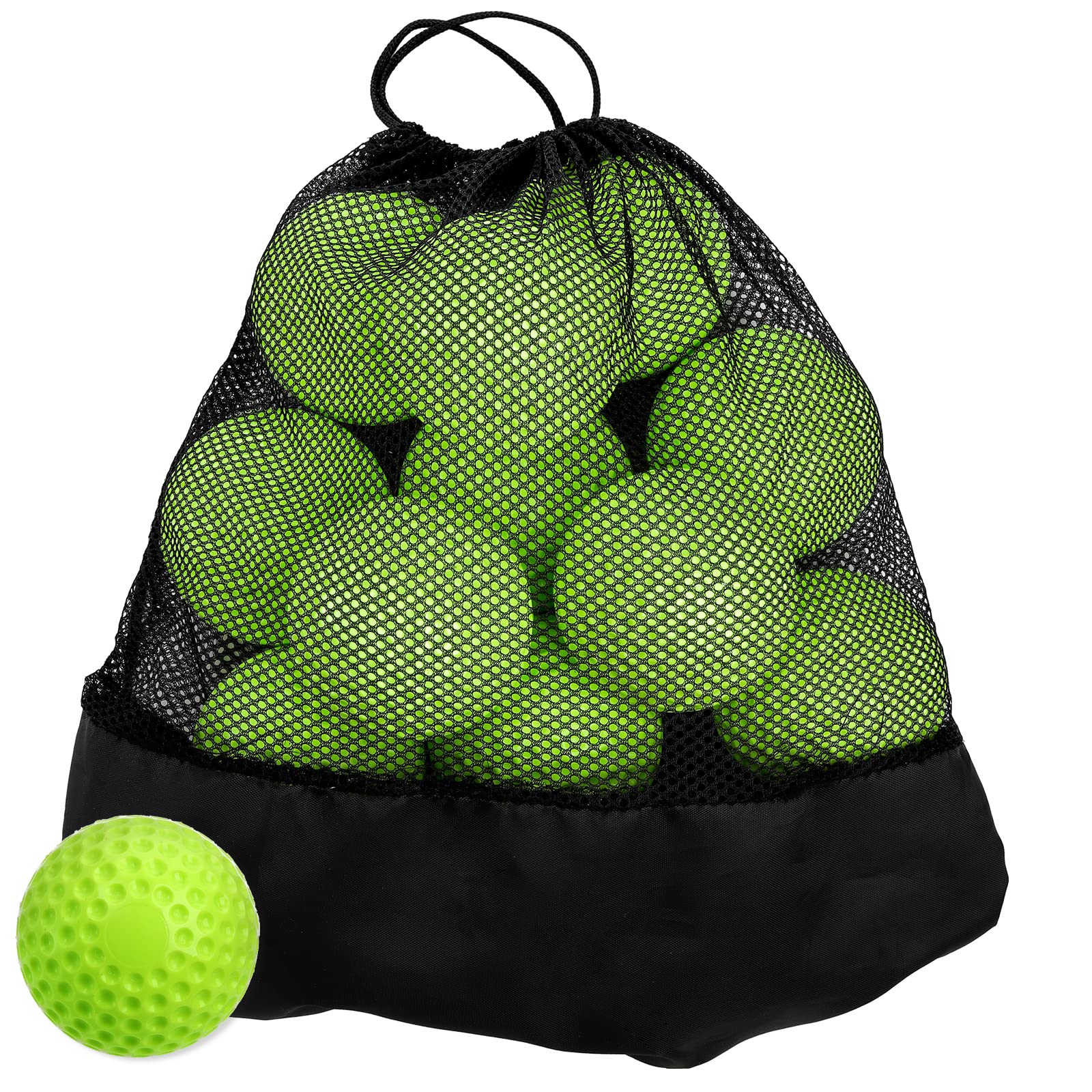 Tebery 12 Pack Green Dimpled Baseballs, 9-Inch Pitching Machine Baseballs For Hand-Eye Coordination, Hitting And Fielding Practi