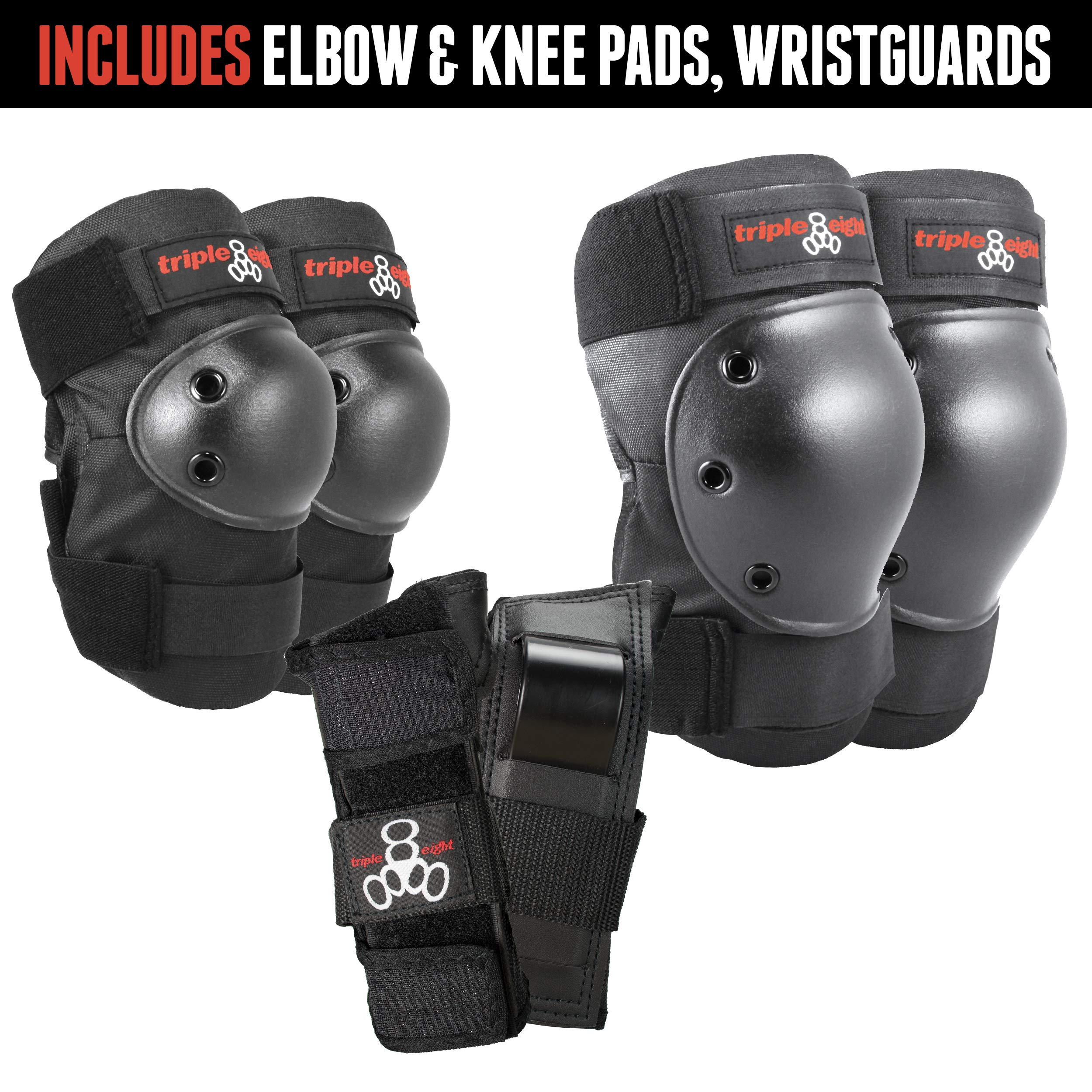 Triple Eight Saver Series Pad Set With Kneesavers, Elbowsavers And Wristsavers, Medium, Black