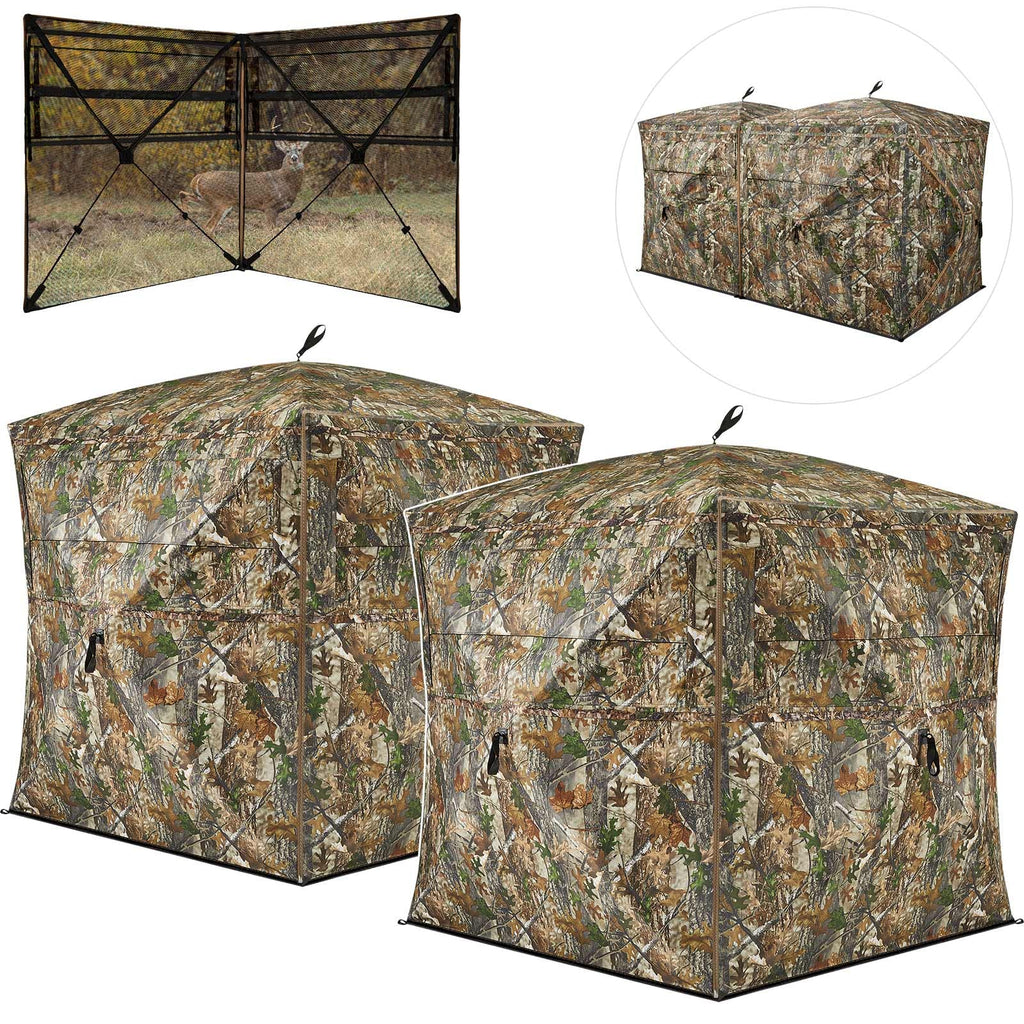 Tidewe Hunting Blind, Double Ground Blinds 270 See Through For 3-In-1 Use, 4-6 Person Pop Up Portable Hunting Tent Includes Carr
