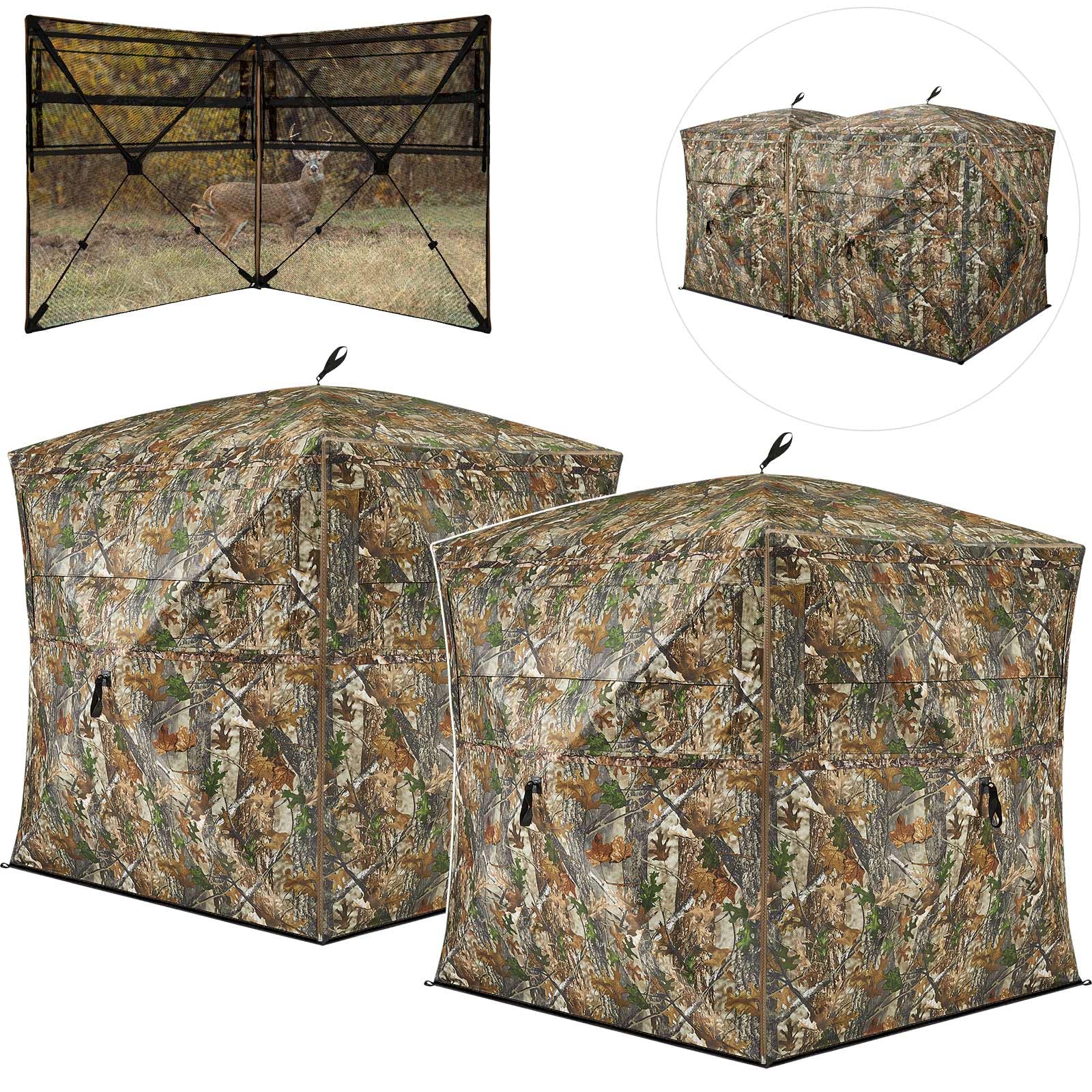 Tidewe Hunting Blind, Double Ground Blinds 270 See Through For 3-In-1 Use, 4-6 Person Pop Up Portable Hunting Tent Includes Carr