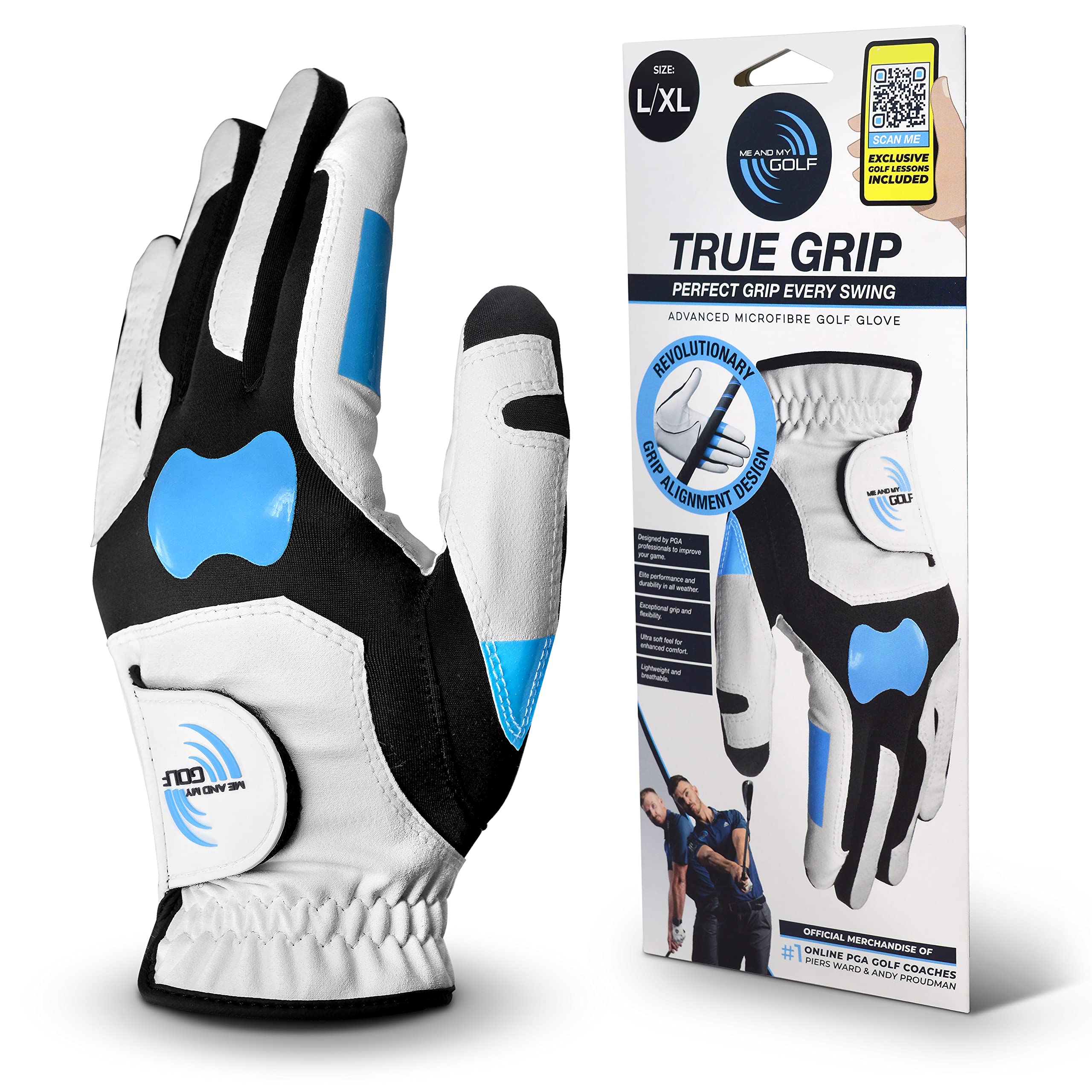 Me And My Golf True Grip Training Golf Glove - Perfect Grip Every Swing (Medium-Large, Left Hand (For Right-Handed Golfers))
