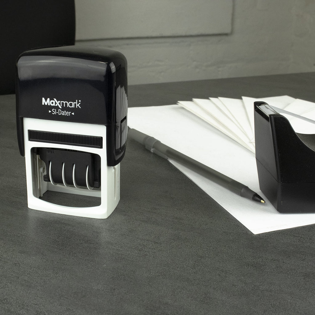 Maxmark Office Date Stamp With Paid Self Inking Date Stamp - Red Ink