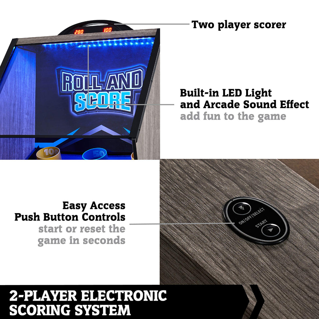 Hall of Games 108 Roll and Score with LED Lights and Electronic Scorer, Brown/Black,9 Foot