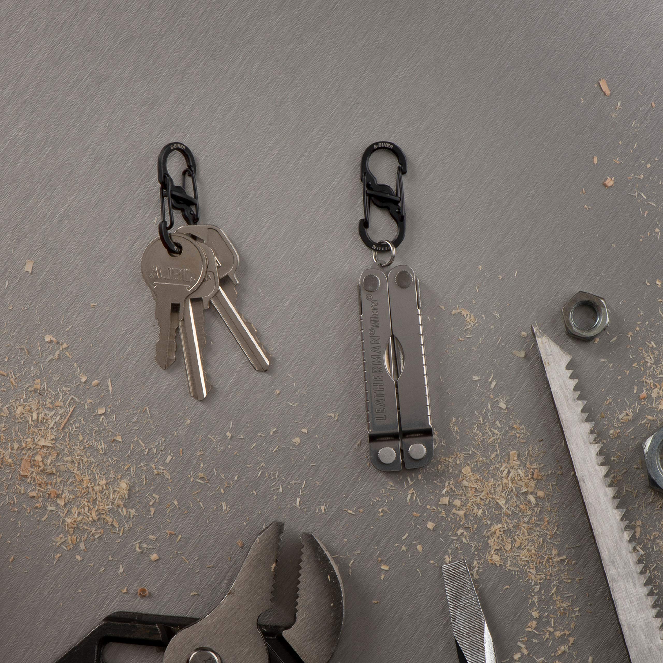 Nite Ize S-Biner Microlock Stainless Steel - S-Biner With Locking Dual Sided Gates - Keep Keys Secure With Carabiner Key Holder