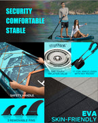 Myboat 11'6  34  6 Extra Wide Inflatable Paddle Board, Stand Up Paddle Board For Fishing, Sup Board With 3 Removable Fins, Dual