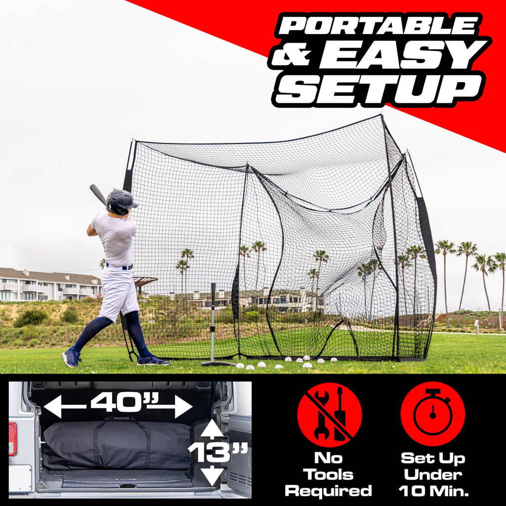 GoSports Baseball & Softball Portable Backstop Practice Net - 10 x 8 ft Hitting & Pitching Net for Backyard