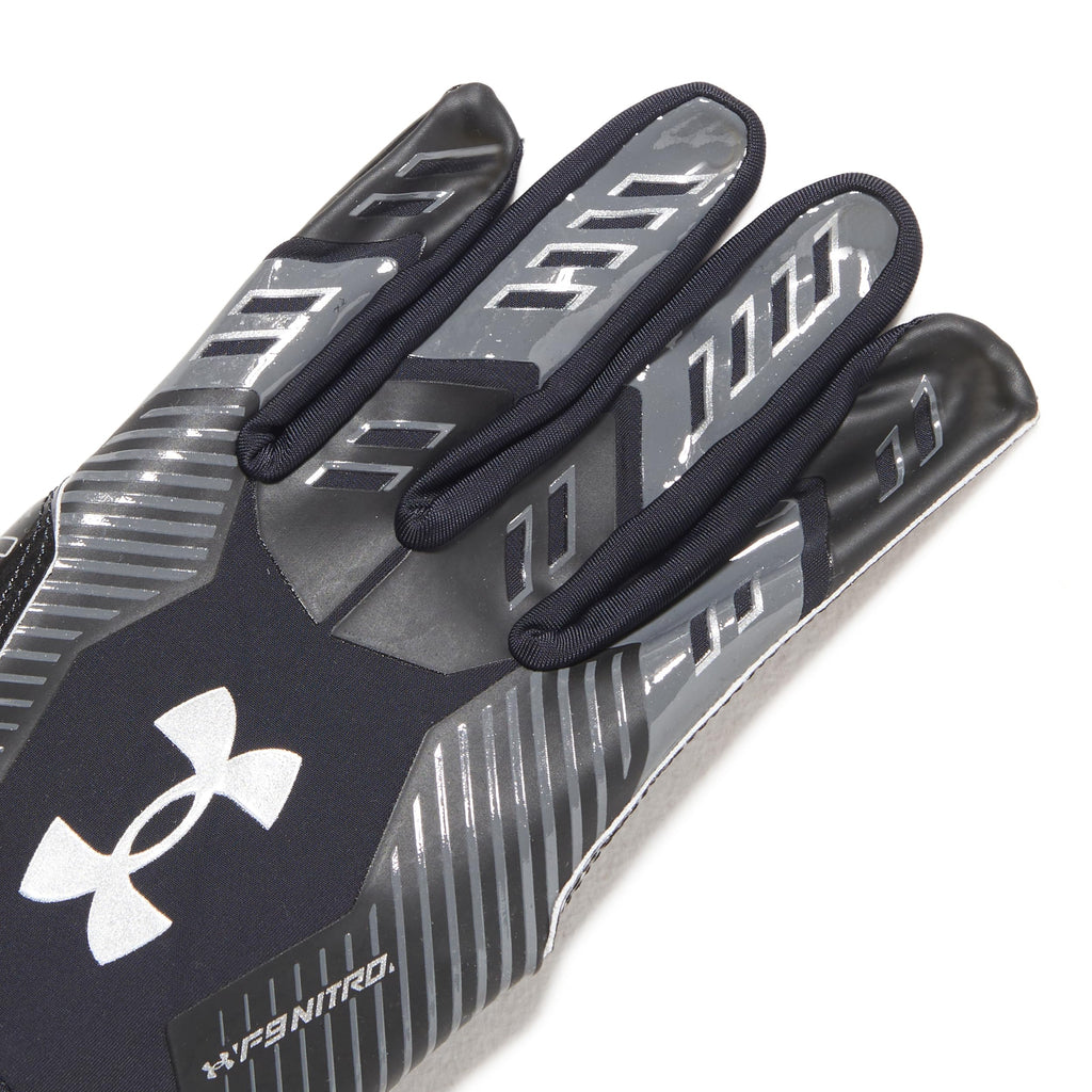 Under Armour Men'S F9 Nitro Football Gloves, (001) Black/Castlerock/Metallic Silver, Medium