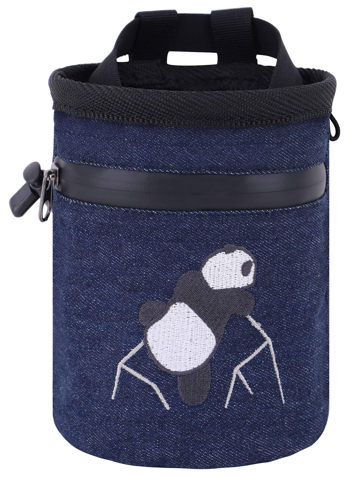 AMC Rock Climbing Panda Compact Chalk Bag with Adjustable Belt, Denim Blue