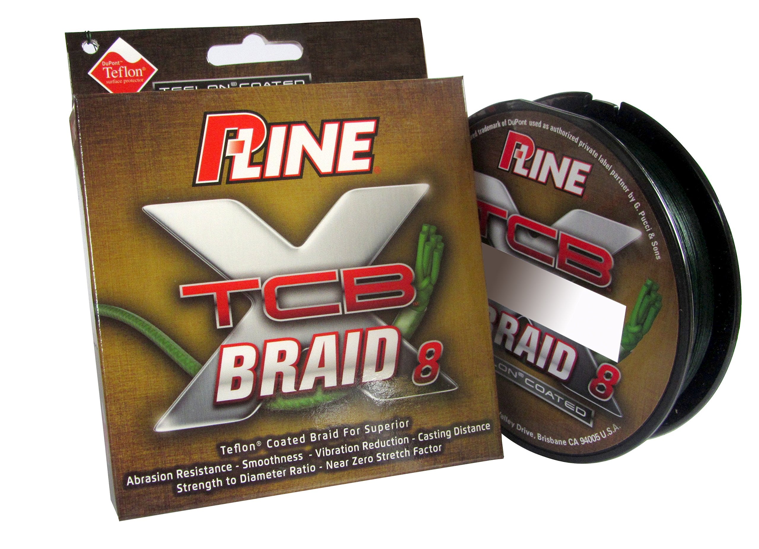 PLine XTCB 8 Carrier Teflon Coated 300Yard Braided Fishing Line, Green, 10Pound (750182770)