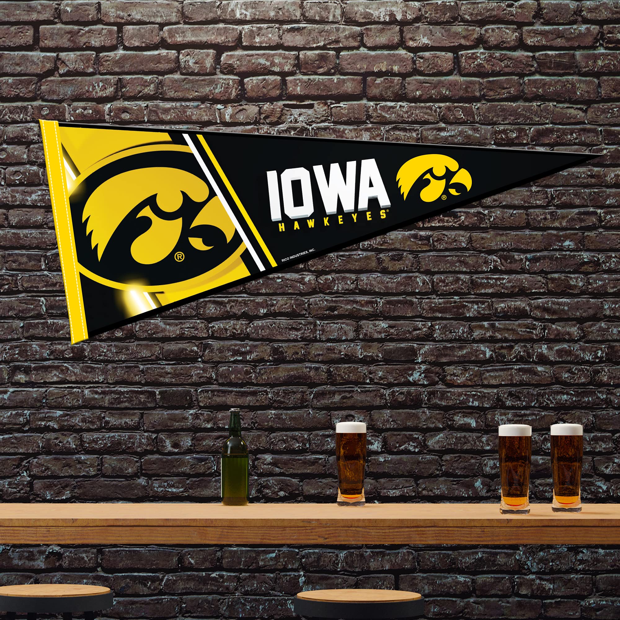 Rico Industries Ncaa Iowa Hawkeyes Primary 12'' X 30'' Felt Wall D  Cor Pennant - Great For Home/Bed Room/Man Cave D  Cor