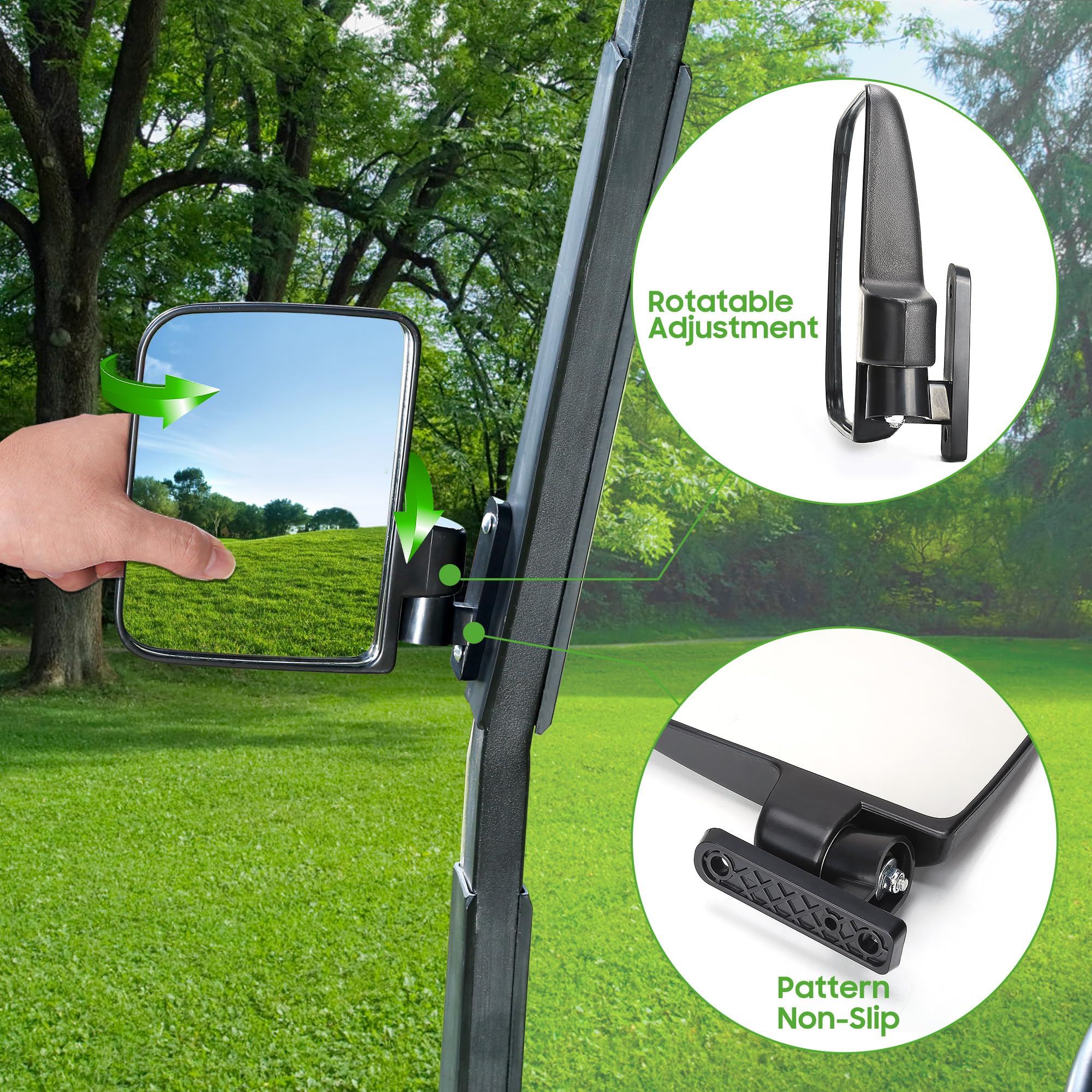 10L0L Newest Golf Cart Mirrors, Folding Side Mirror And Panoramic Rear View Mirror Kit For Yamaha Club Car Ezgo, Eliminate Blind