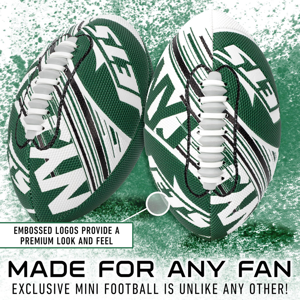 Franklin Sports Nfl New York Jets Football - Youth Mini Football - 8.5'' Junior Size Ball - Spacelace Easy Grip Texture- Perfect