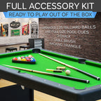 Serenelife 6-Ft Folding Pool Table - Portable Billiard Table - Includes 2X Cue Sticks, Full Set Of Balls, Chalk, Brush - Foldabl