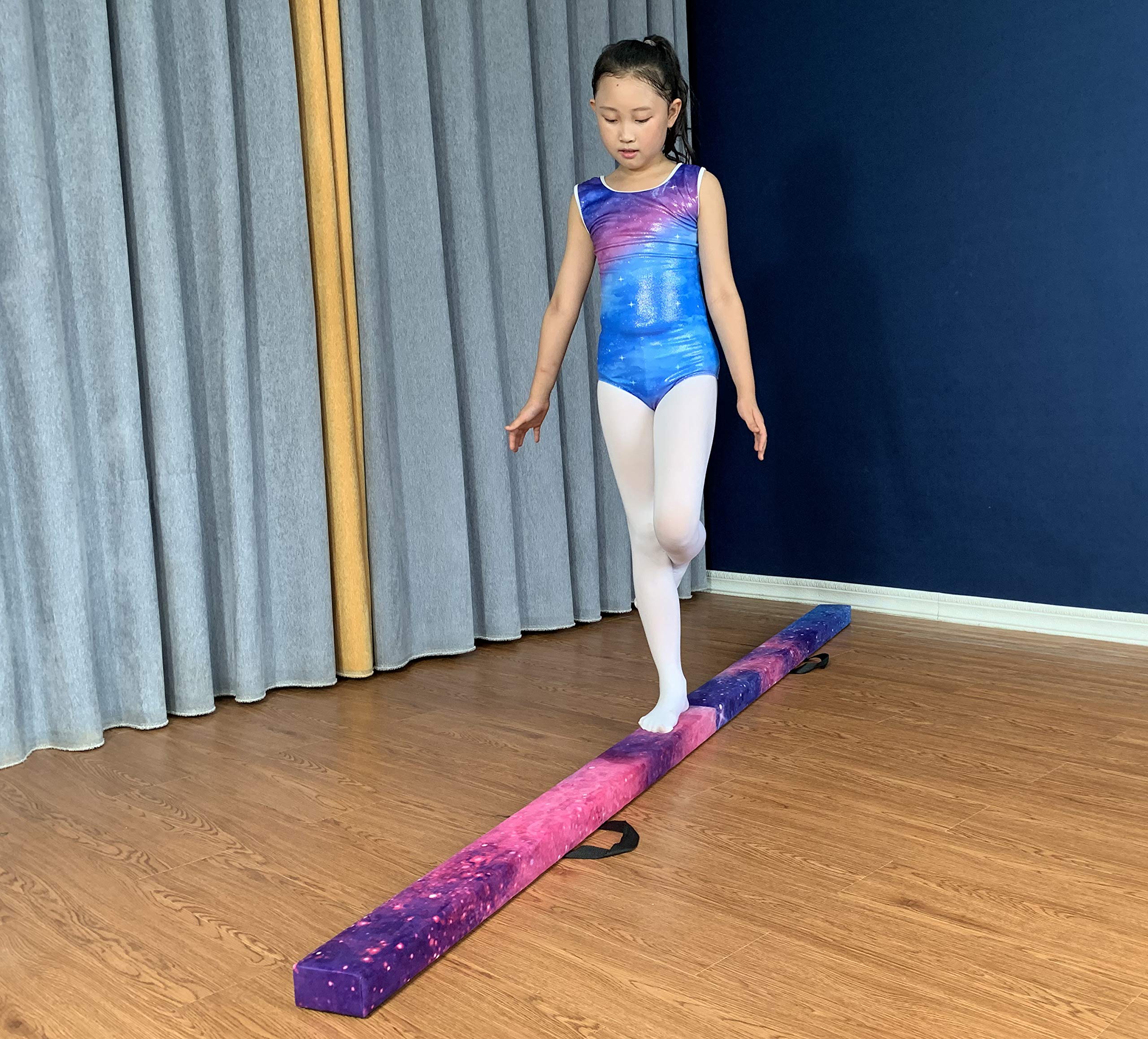 Fc Funcheer 8Ft Folding Balance Beam Gymnastics Beam Wood Core Floor Beam With Anti-Slip Bottom Stainless Hinge And Carrying Bag