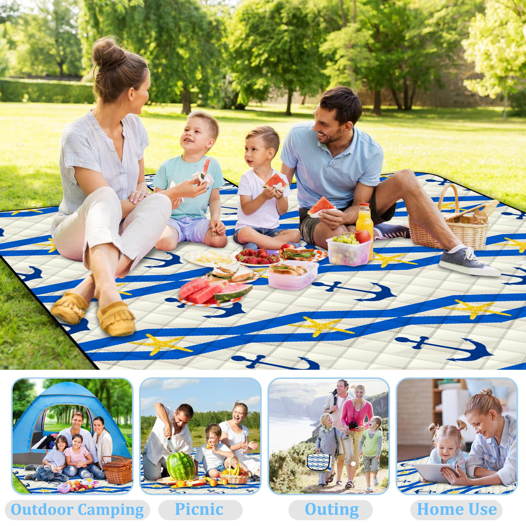 Poedist Extra Large Picnic Blanket Waterproof,80X 80Foldable Machine Washable Beach Blanket,Outdoor Blanket For 6-8 Adults,Suita