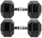 Fitvids Rubber Encased Hex Dumbbell, 45Lb, Pair