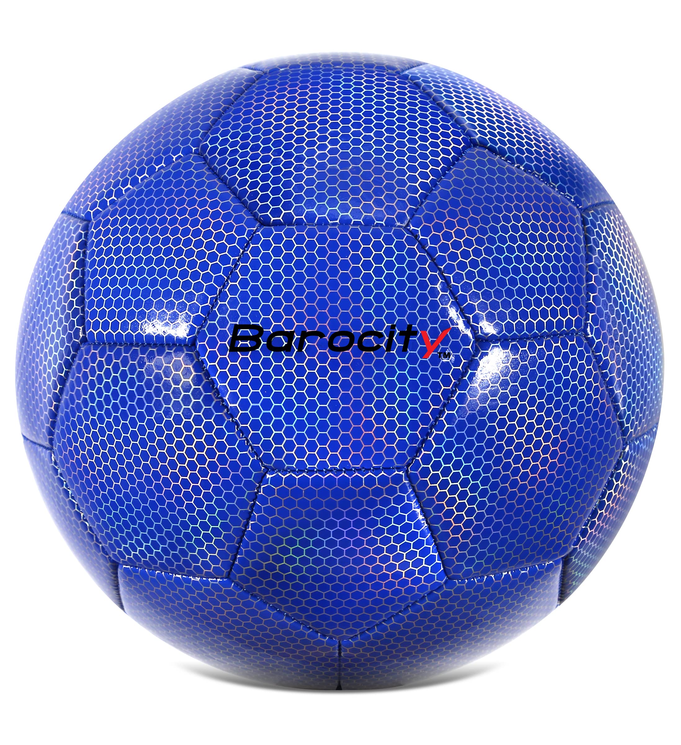 Barocity Soccer Ball - Boys And Girls Official Match Ball With Cool Reflective Rainbow Hex Pattern, For Indoor And Outdoor, Play