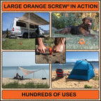 Orange Screw: The Ultimate Ground Anchor  Large 2 Pack Tent Stakes  Made In Usa (Orange)