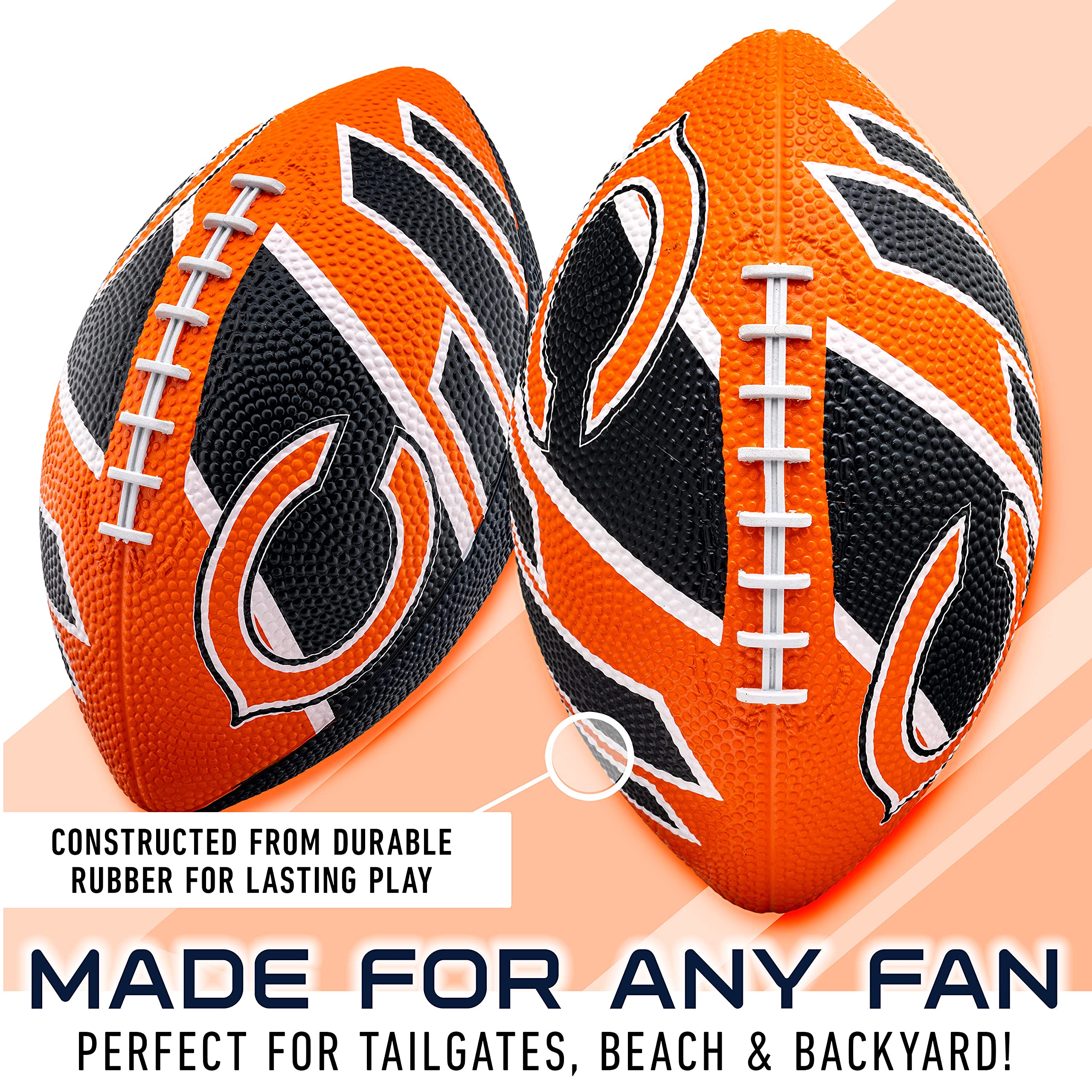 Franklin Sports NFL Chicago Bears Football - Youth Football - Mini 8.5 Rubber Ball - Perfect for Kids - Team Logos and Colors