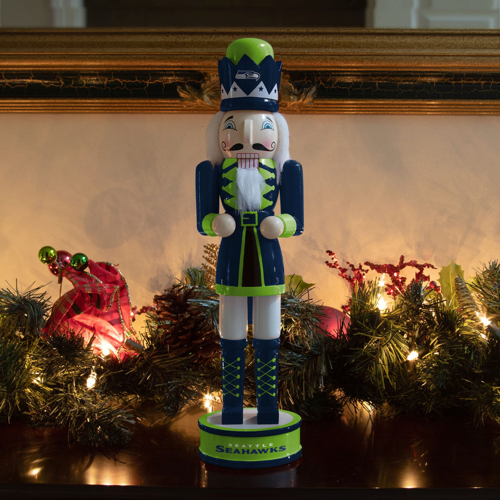 FOCO NFL Seattle Seahawks Team Logo 14 Holiday Nutcracker, Version 2, One Size