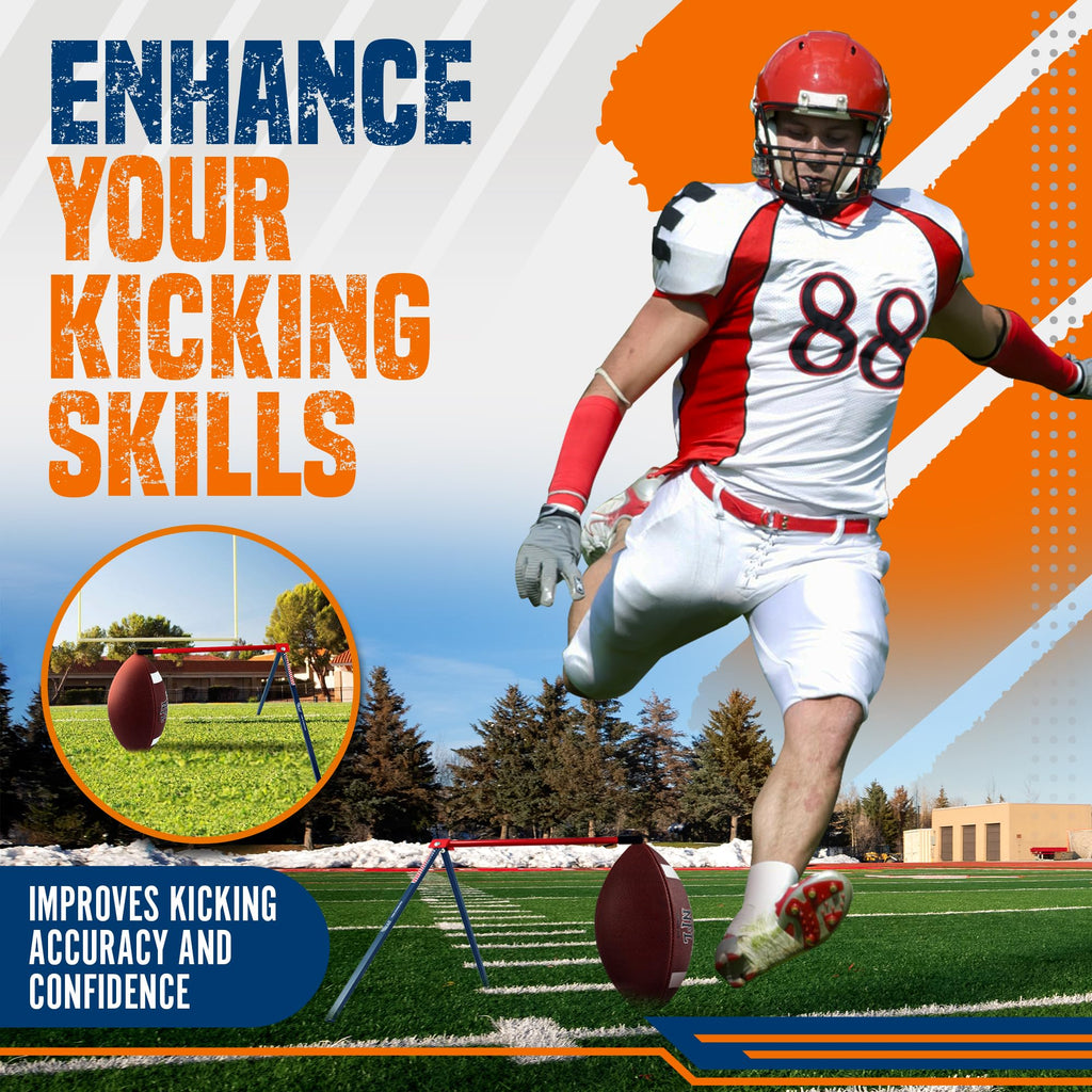 True Strike Pro Football Kicking Tee - The Ultimate Football Kicking Stand Football Tee Holder Compatible With All Ball Sizes -