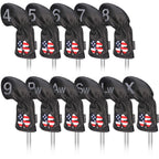 Craftsman Golf 11Pcs /Set (4,5,6,7,8,9,A,S,P,L,X) Usa Us Flag Clover Leather Black Iron Covers Headcover