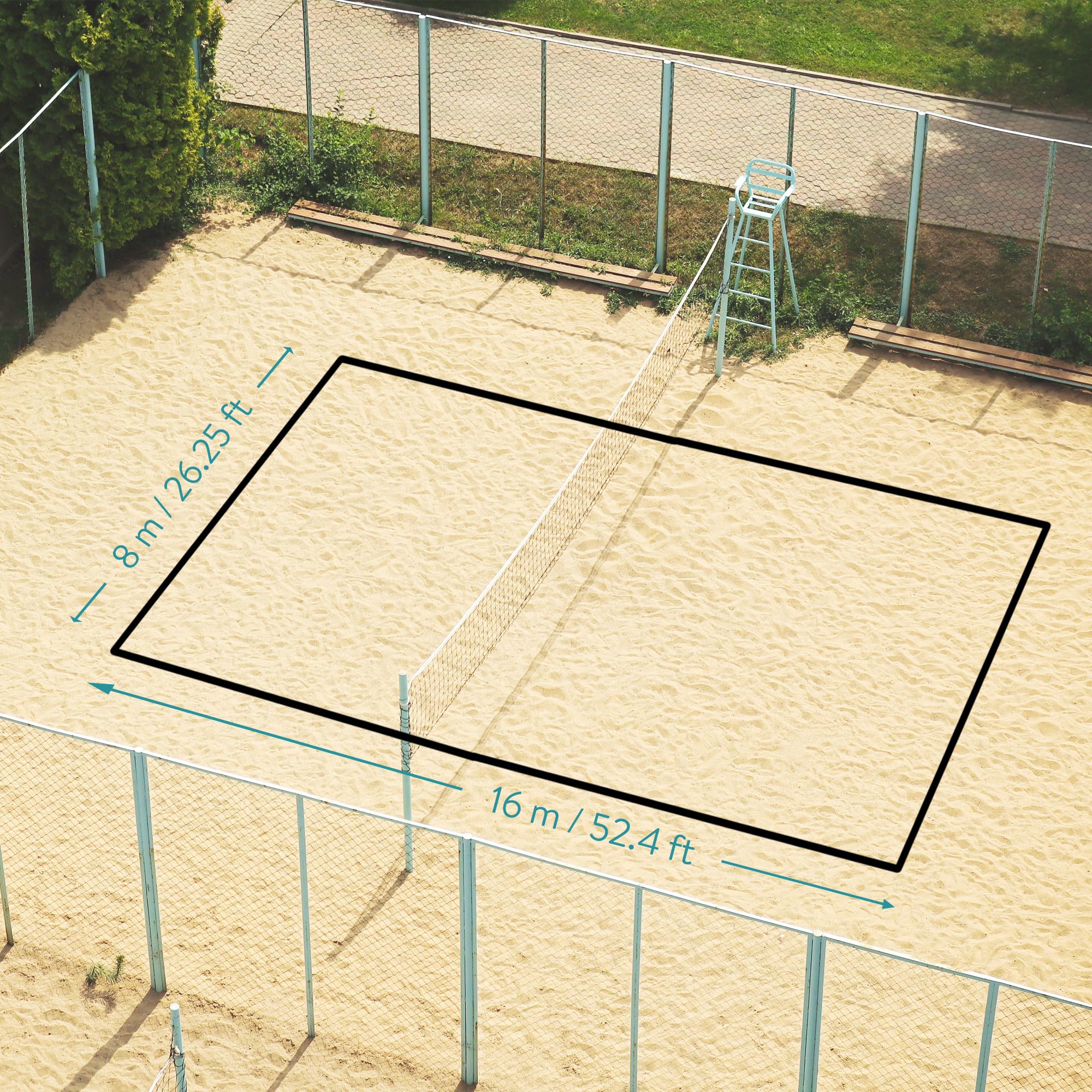 Navaris Beach Volleyball Net Set - 71 X 67 X 67 Inches - Black Nets For Volley Ball And Outdoor Sports - Portable Weighted Tie N