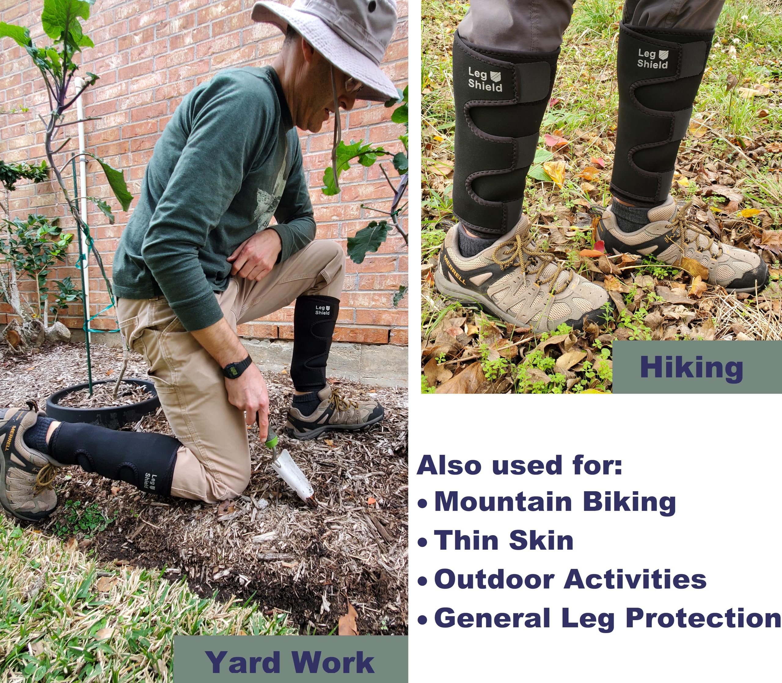 Leg Shield Gaiters - Hook And Loop Design - Lower Leg Protection For Mountain Biking, Yard Work, Outdoors, And General Shin/Calf
