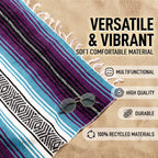 Hydration Nation Authentic Extra Large Mexican Blanket (70X50) - Handwoven Yoga, Serape- Artisanal Falsa, Beach, Camping, Picnic